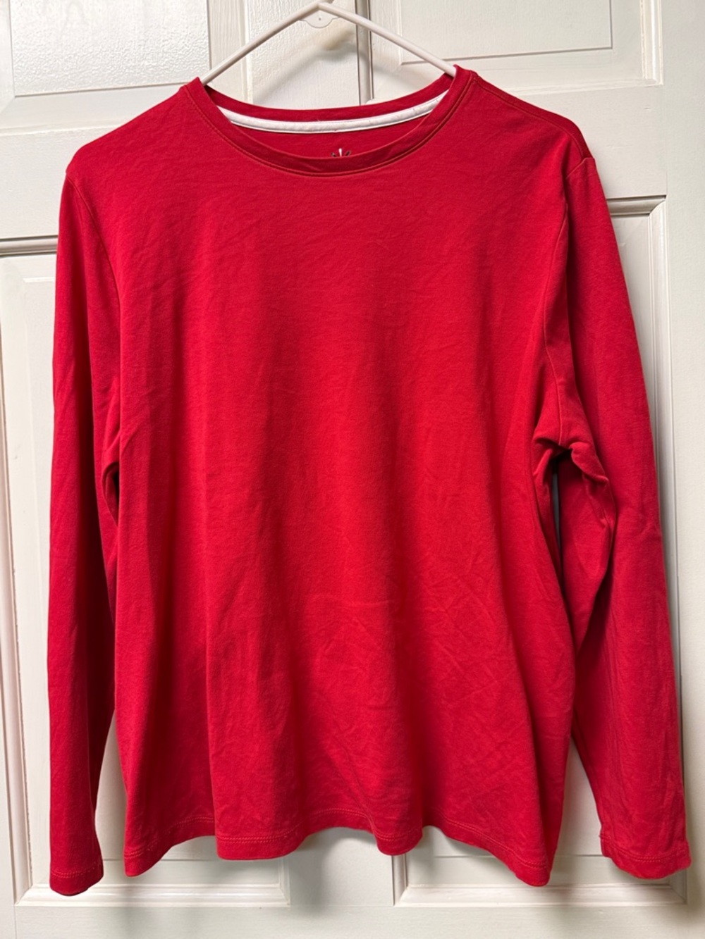Isaac Mizrahi Live! Pima Cotton XL red long sleeve crew neck knit top QVC EUC